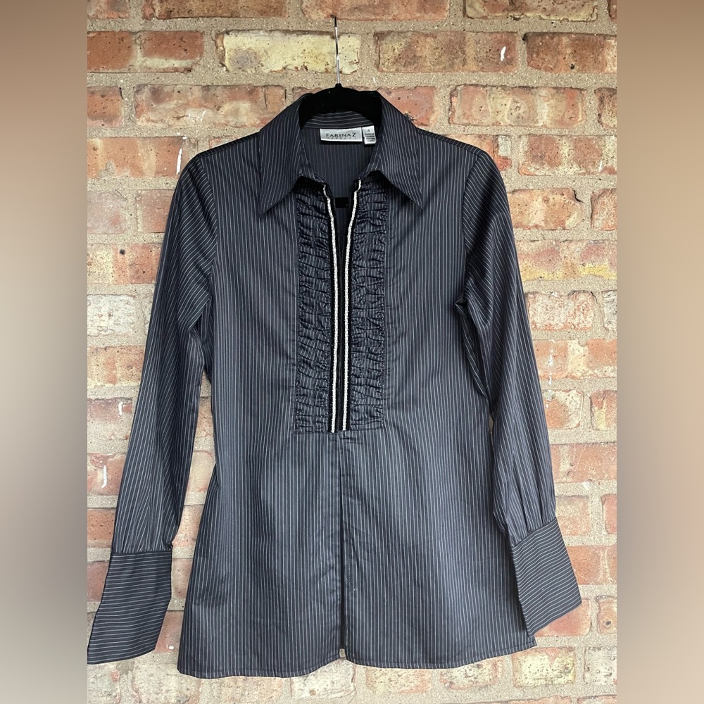 Farinaz Taghavi Pinstriped Menswear Blouse🖤
